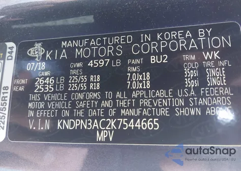 2019 Kia Sportage Ex from USA, damaged, VIN KNDPN3AC2K7544665